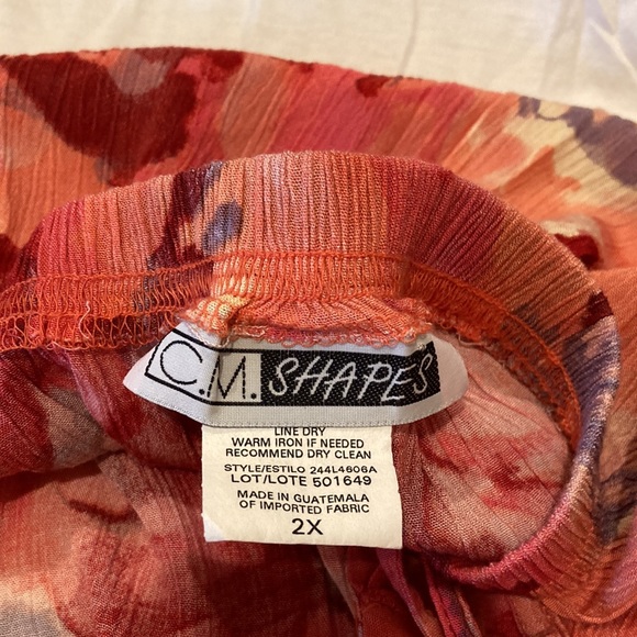 CM Shapes Pull On Elastic Waist Floral Skirt Women’s Plus Size 2X  Ties Boho Vtg - Picture 5 of 6